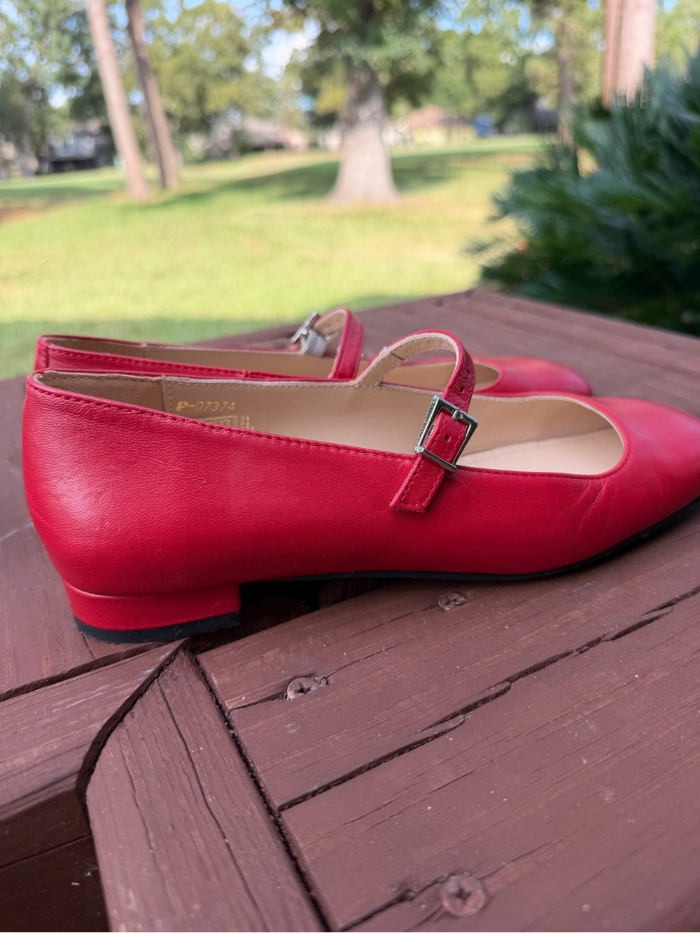 ALOHAS Por Do Sol Red Leather Mary Jane Ballet Flats EU 37 US 6.5 $190 - Picture 10 of 15